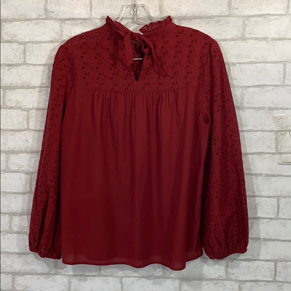 Madewell pierced eyelet ruffle blouse size Small - Picture 8 of 14